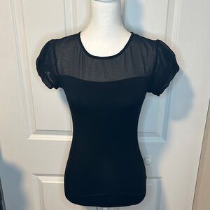 Express Black Sheer Sleeve Top
